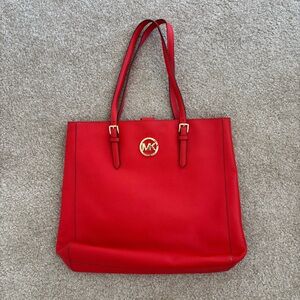 Big sale Michael Kors Red Leather Tote Bag